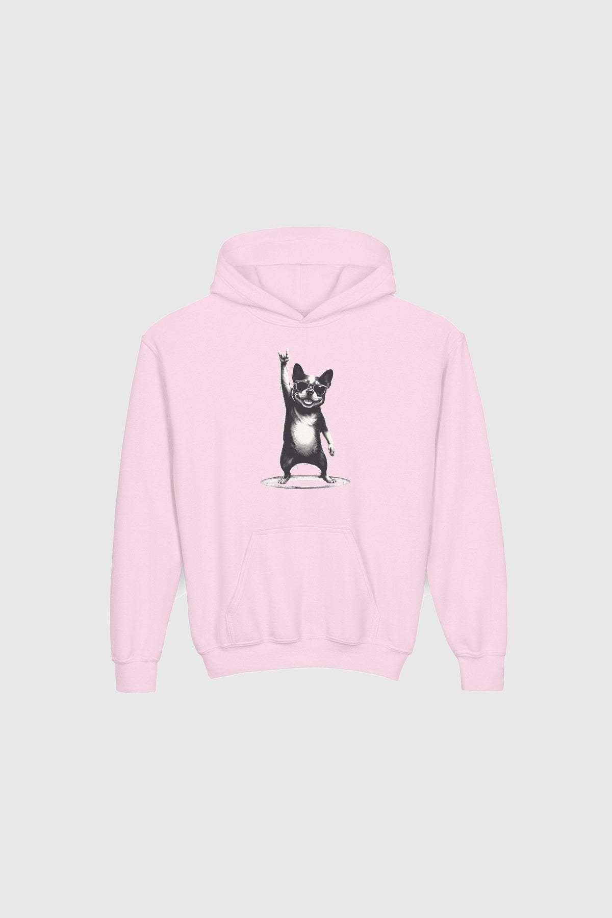 Bulldog design kids hoodie, casual dog print pullover