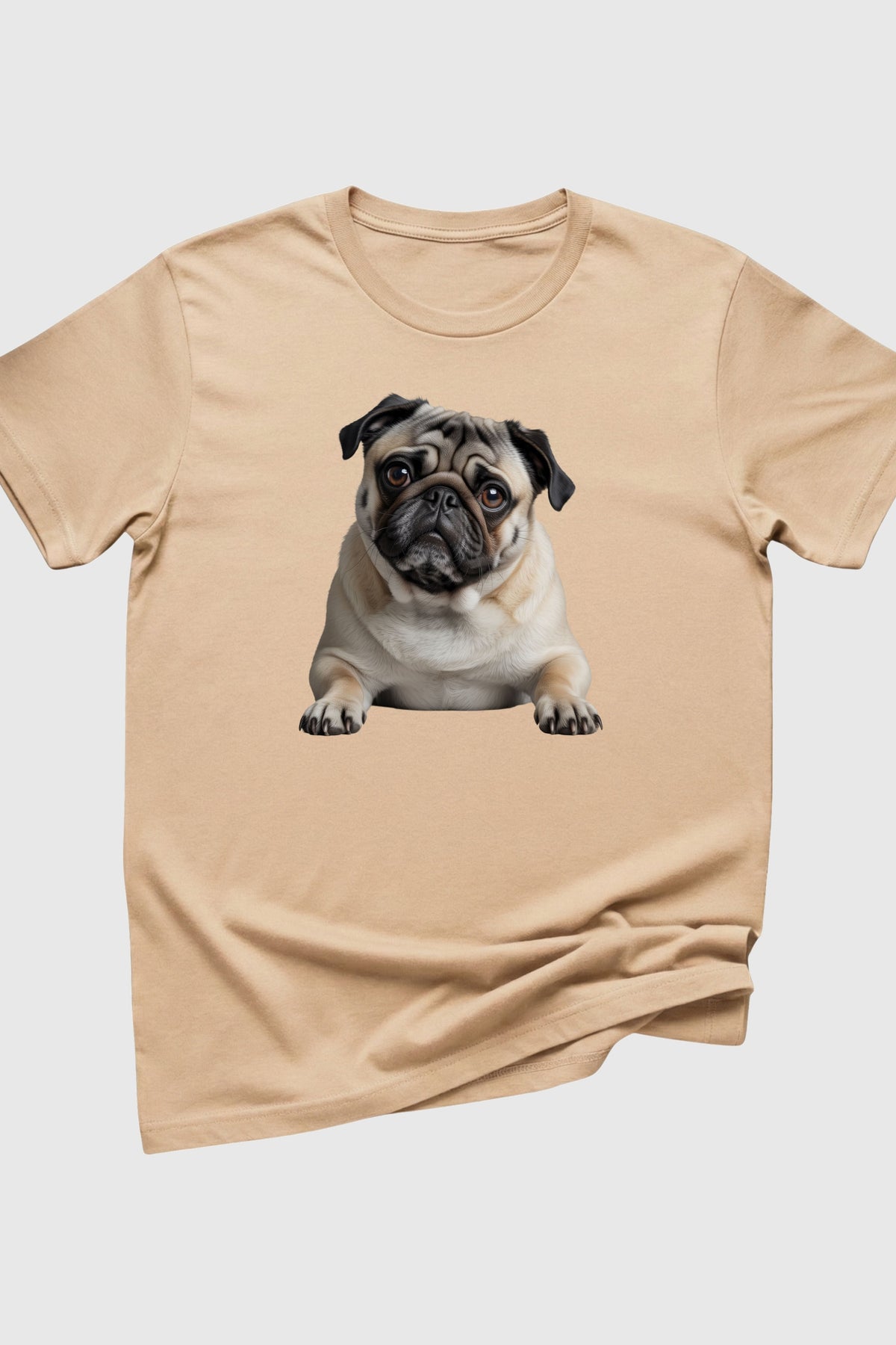 Woman wearing black cute pug dog lover t-shirt