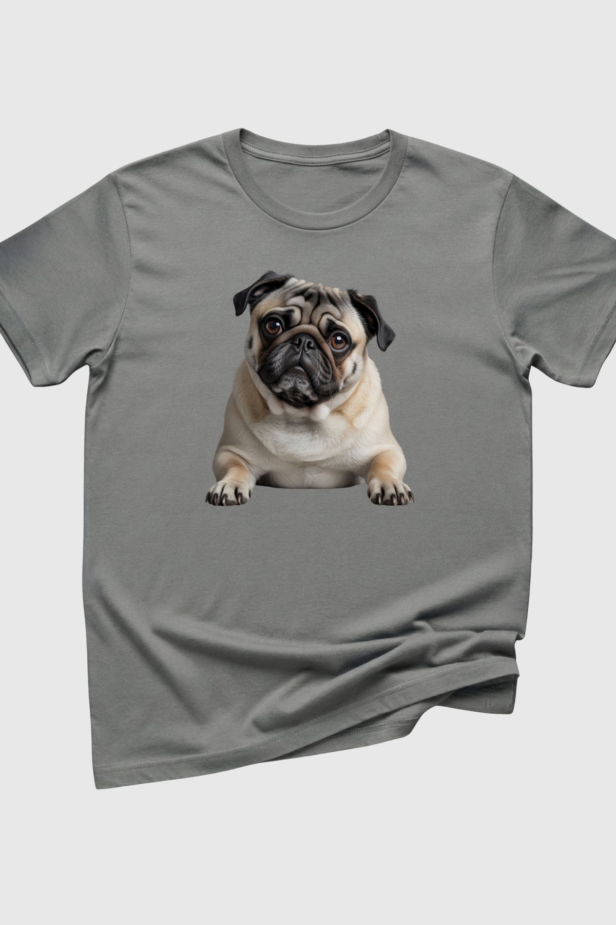 Man wearing black cute pug t-shirt