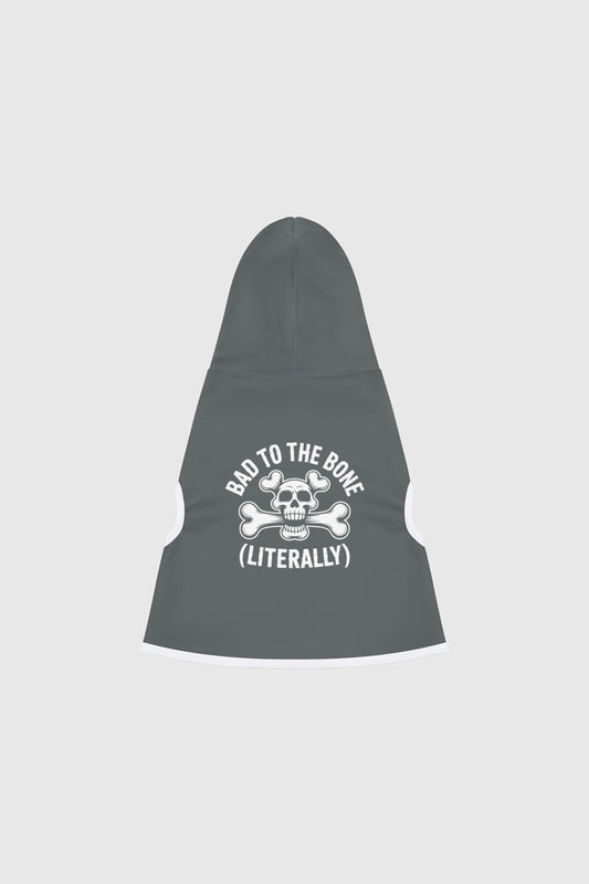 Dachshund wearing gray bad to the bone dog hoodie