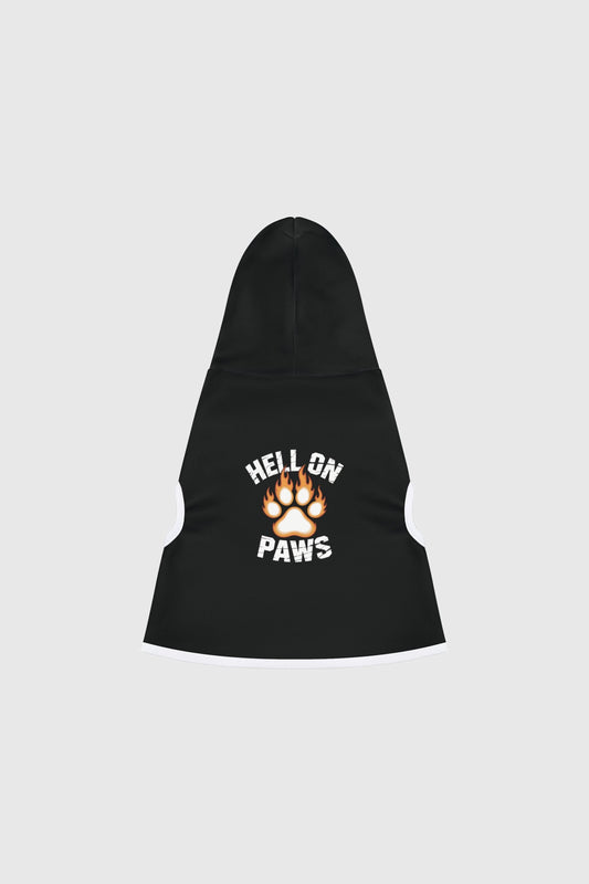 Dachshund wearing hell on paws dog hoodie