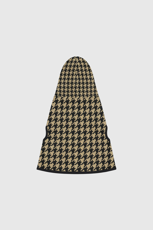Dachshund wearing cozy fashionable hooded dog coat