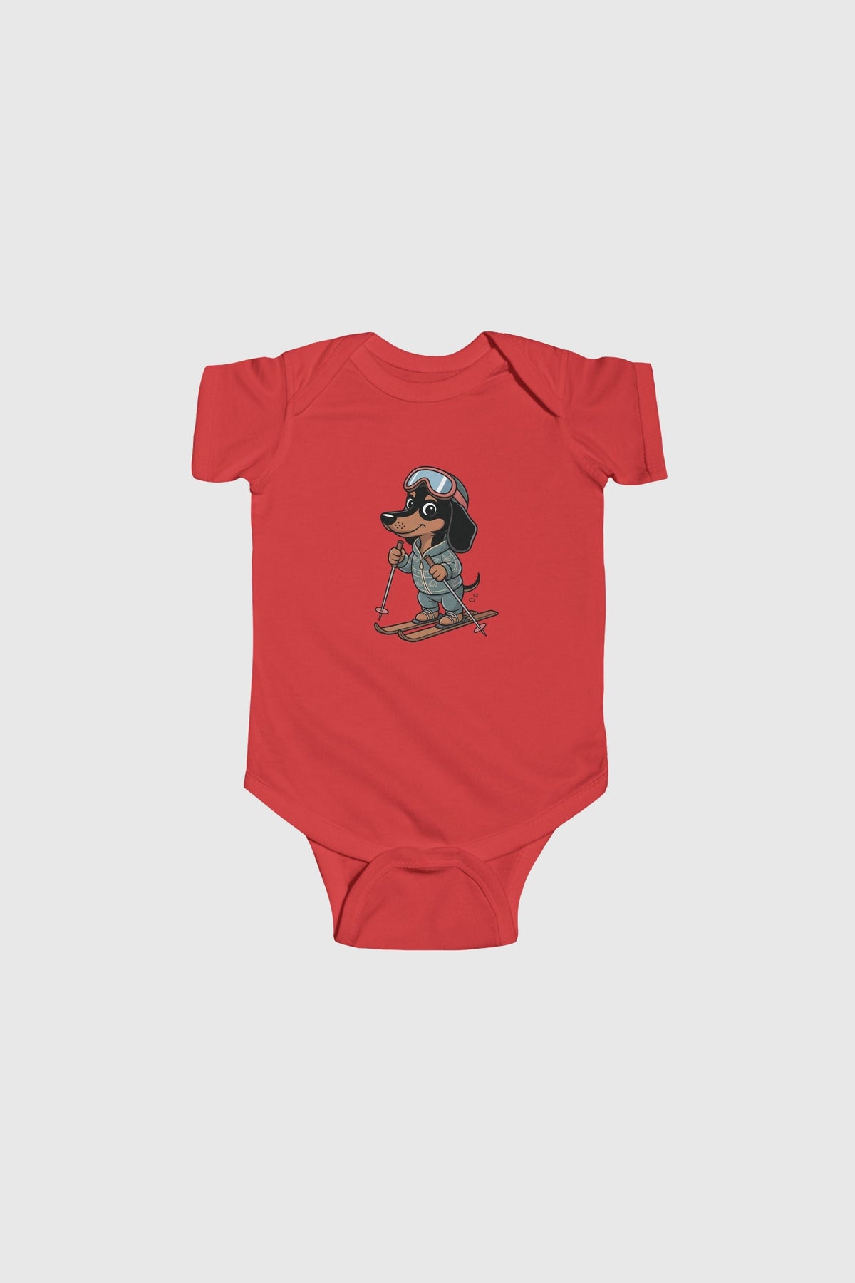 Baby Bodysuit - Cute Skiing Dachshund