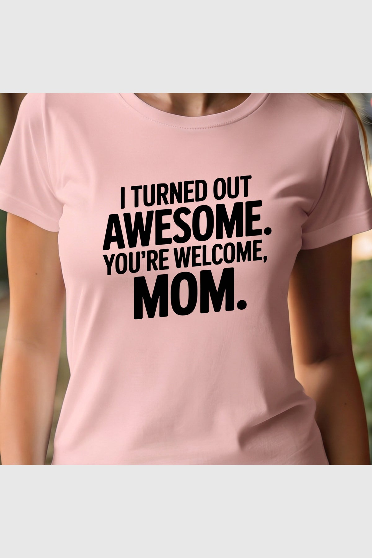 Man wearing black t-shirt with I Turned Out Awesome print