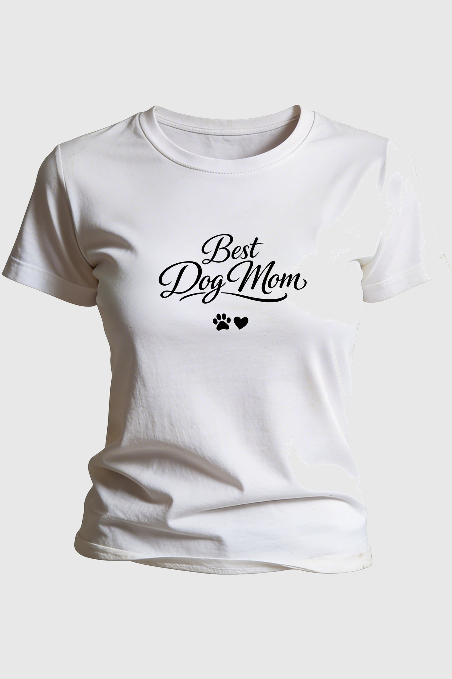 Forest green t-shirt with best dog mom cute gift print, unisex crew neck