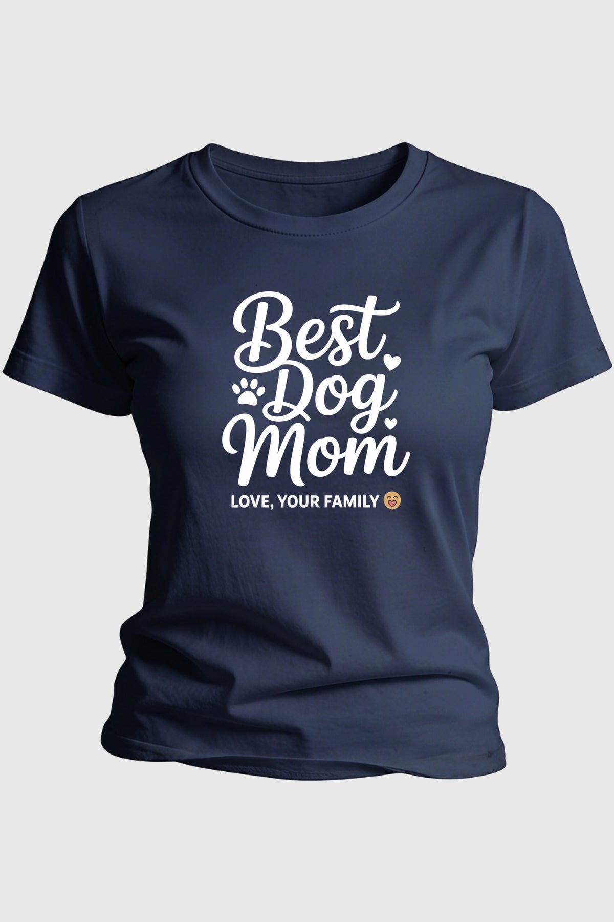 Heather gray t-shirt with best dog mom gift from family print, unisex crew neck