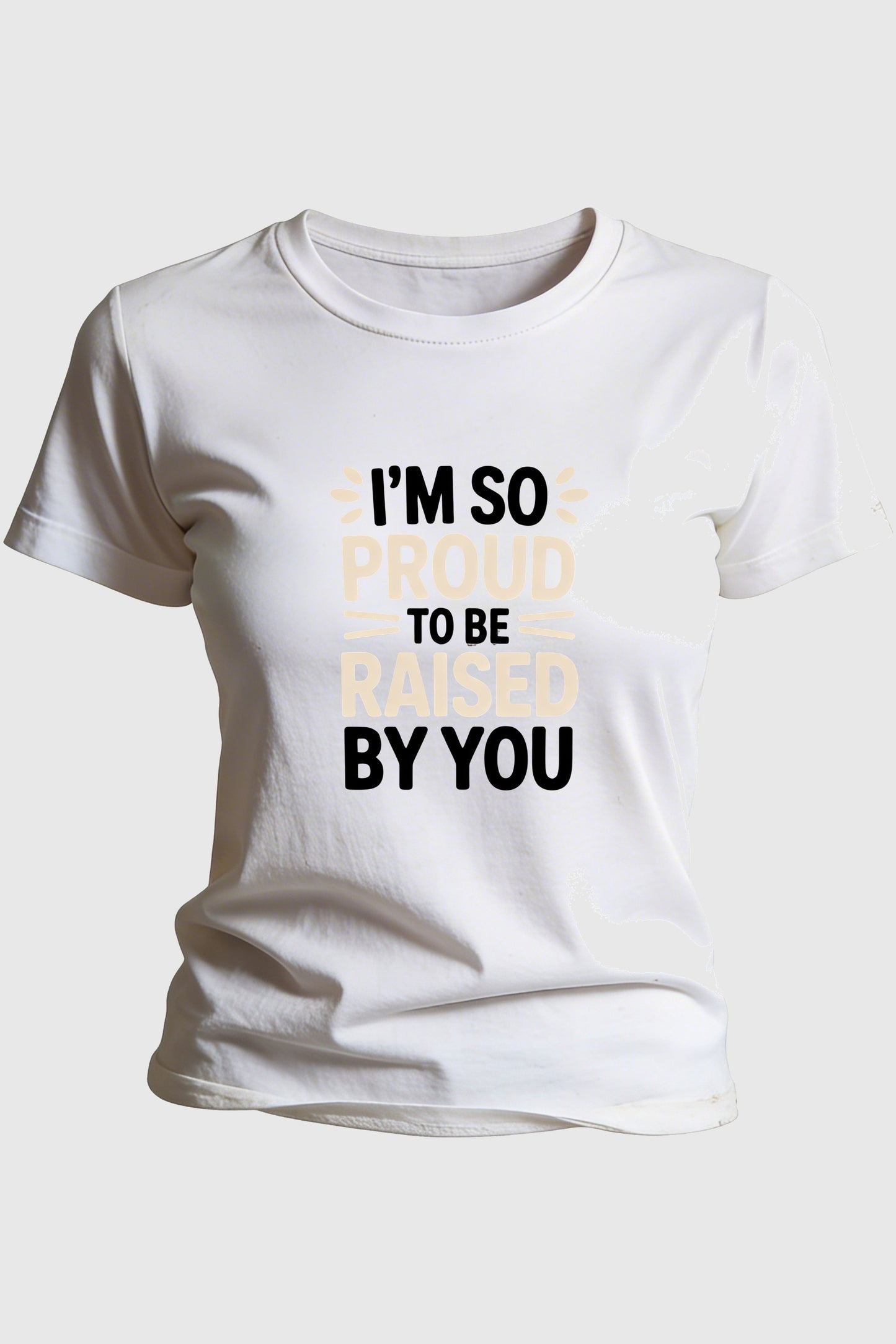 Im so proud funny gift for mom print close-up on white t-shirt