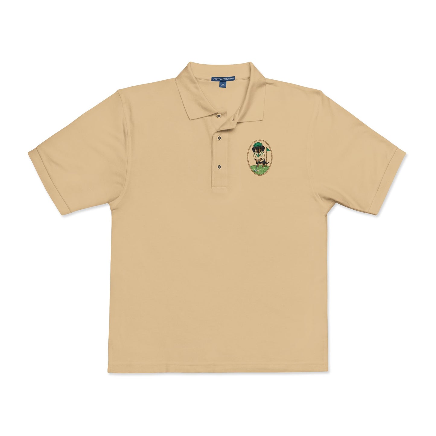 Dachshund Golf Polo Shirt, Embroidered Wiener Dog Crest