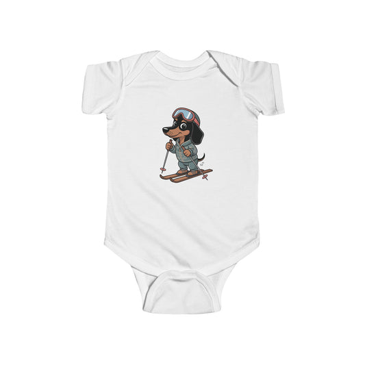 Baby Bodysuit – Cute Skiing Dachshund