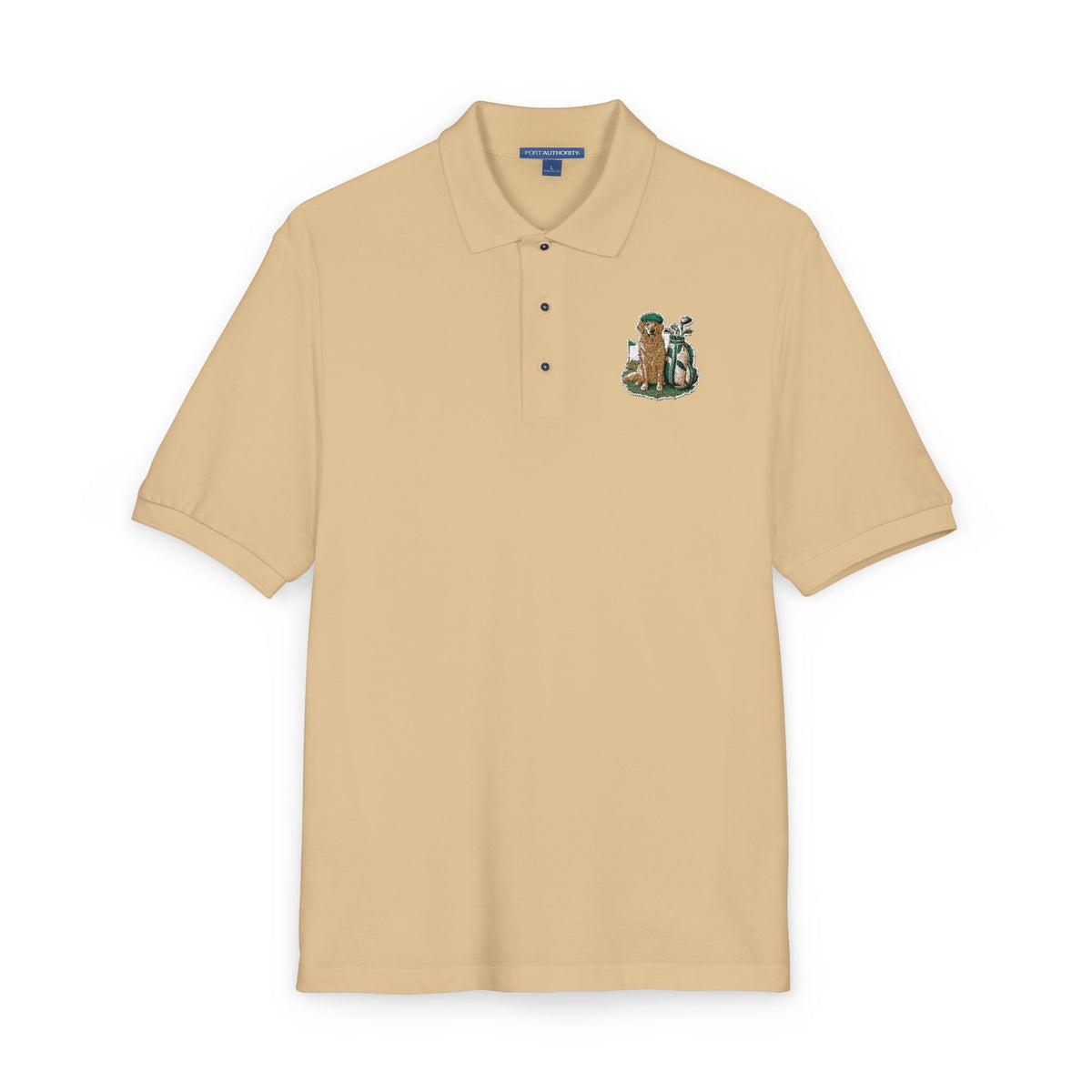 Golden Retriever Golfer – Besticktes Polo-Shirt