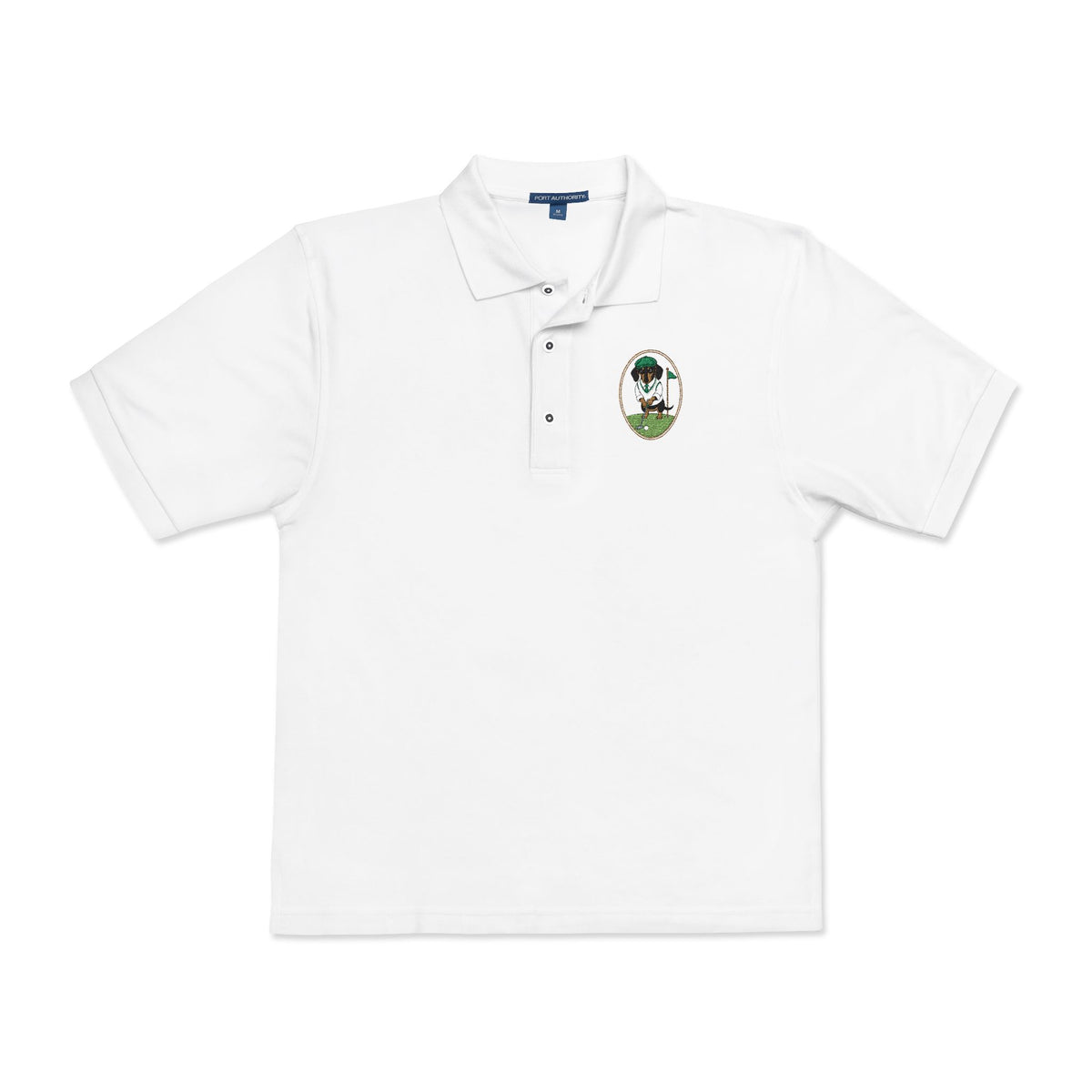Dachshund Golf Polo Shirt, Embroidered Wiener Dog Crest
