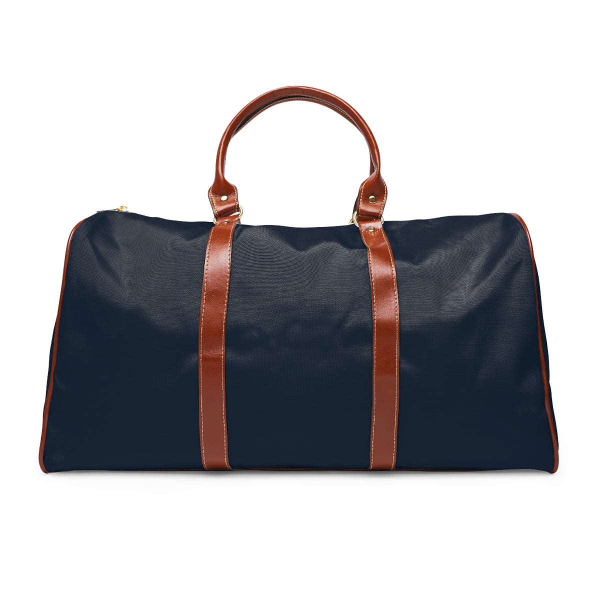 Color: Navy. Club Mark golf travel bag in navy, plain back view with brown PU handles.