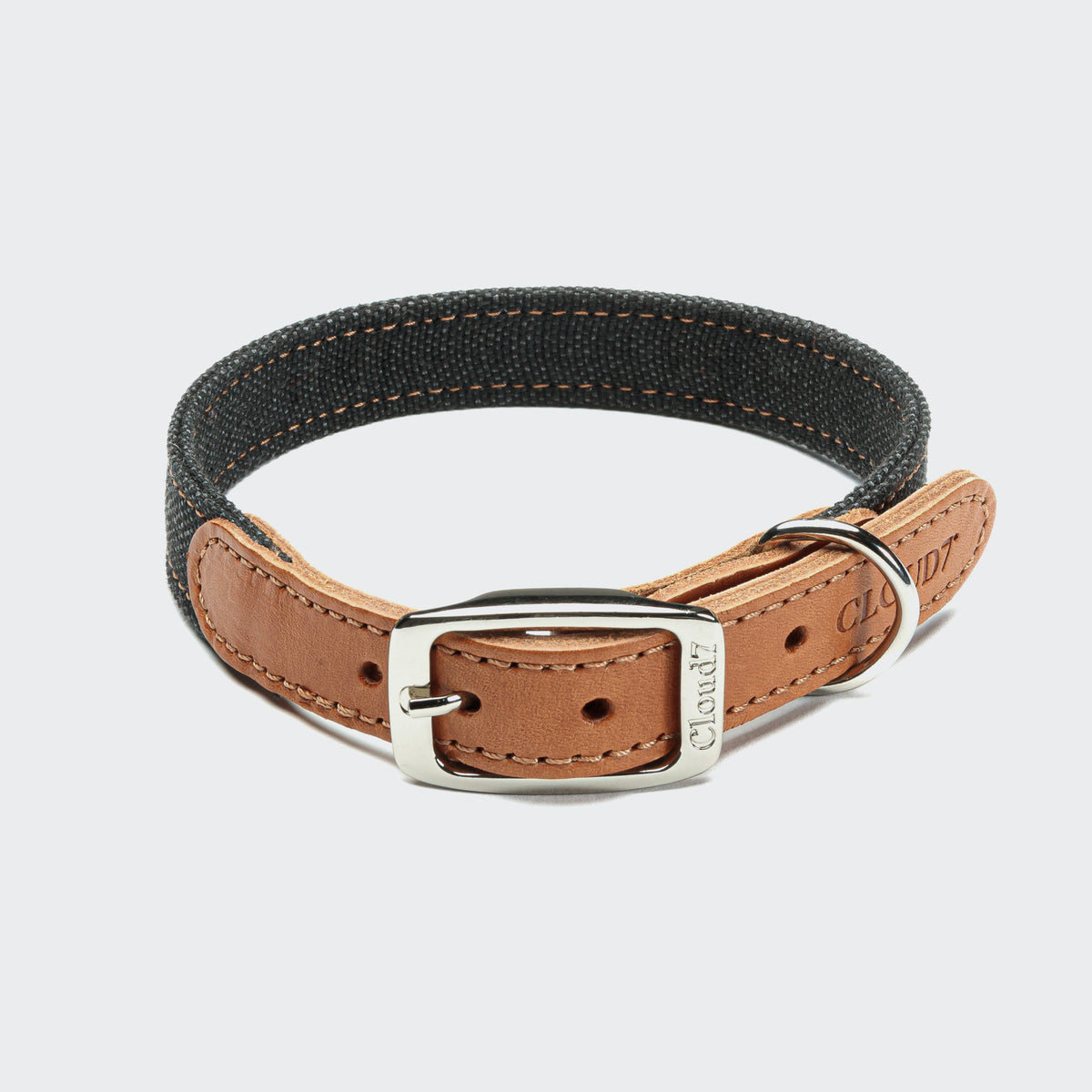 Black canvas dog collar, adjustable fit, Cloud 7 Tivoli