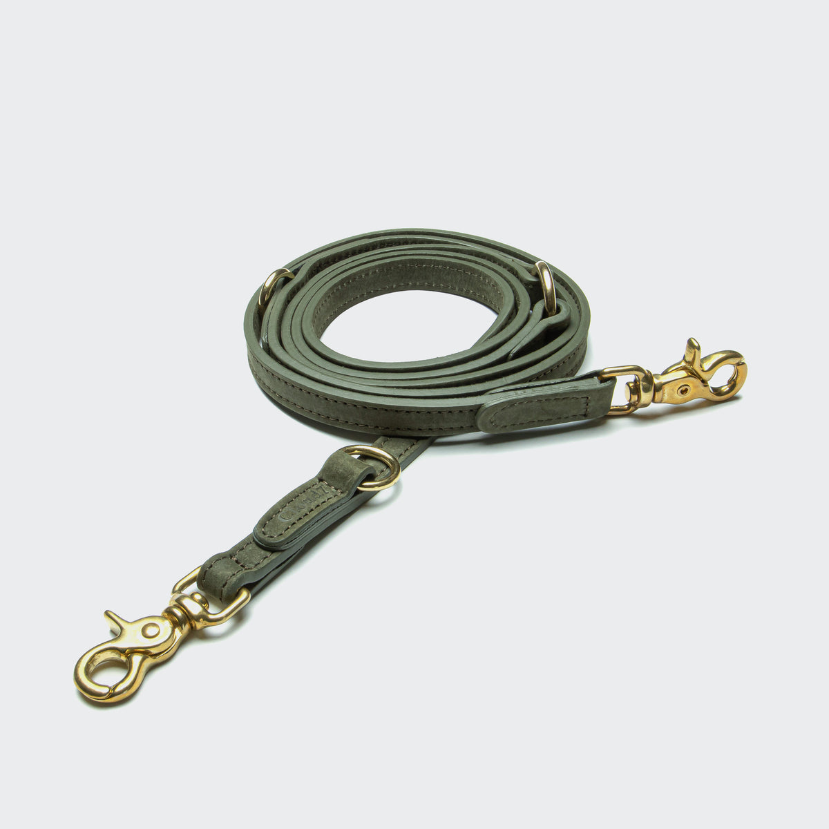 Moss green fabric dog leash, metal clip, Cloud 7 Tiergarten