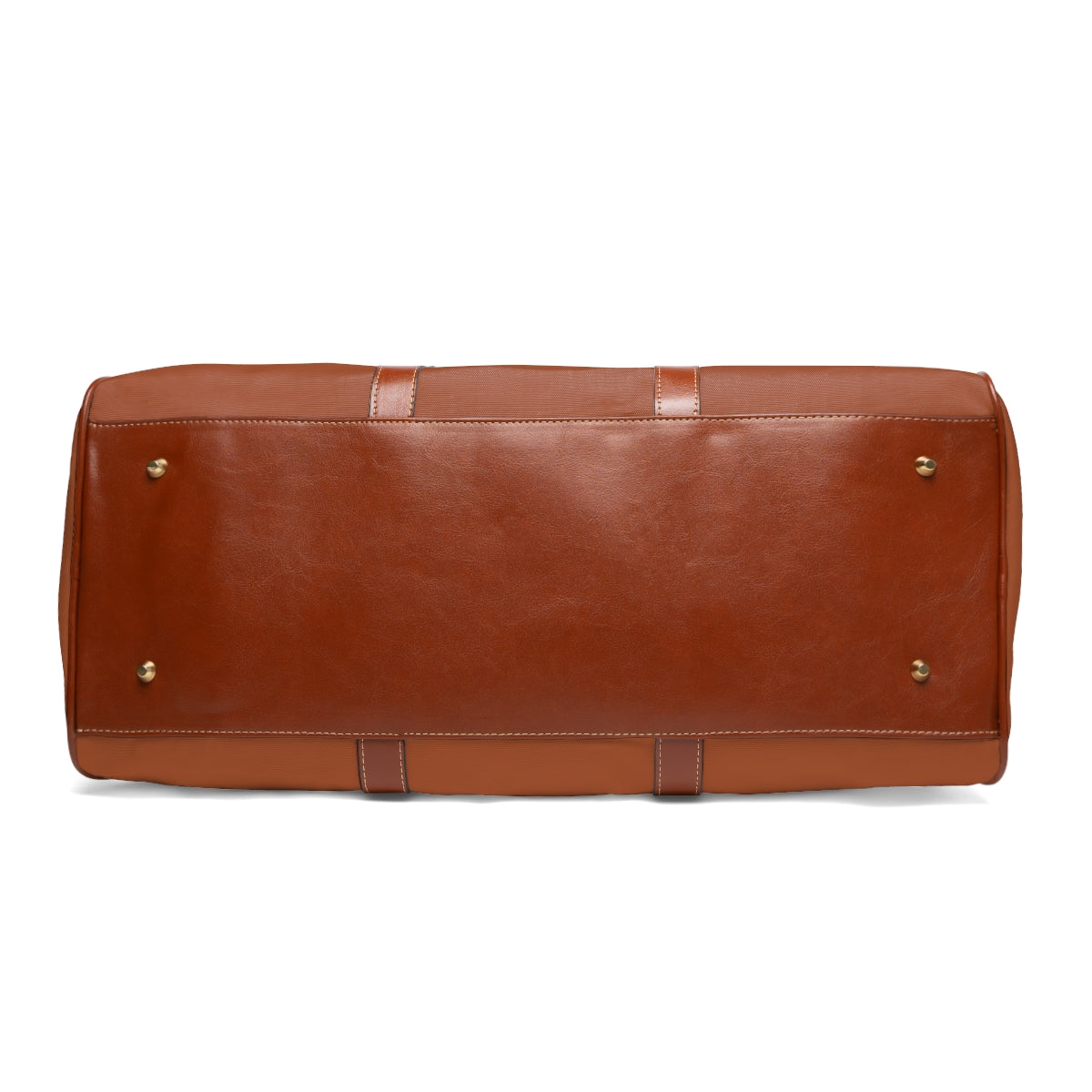 Color: Cognac. Swing Dachshund golf travel bag in cognac, bottom view with brown PU base and metal feet.