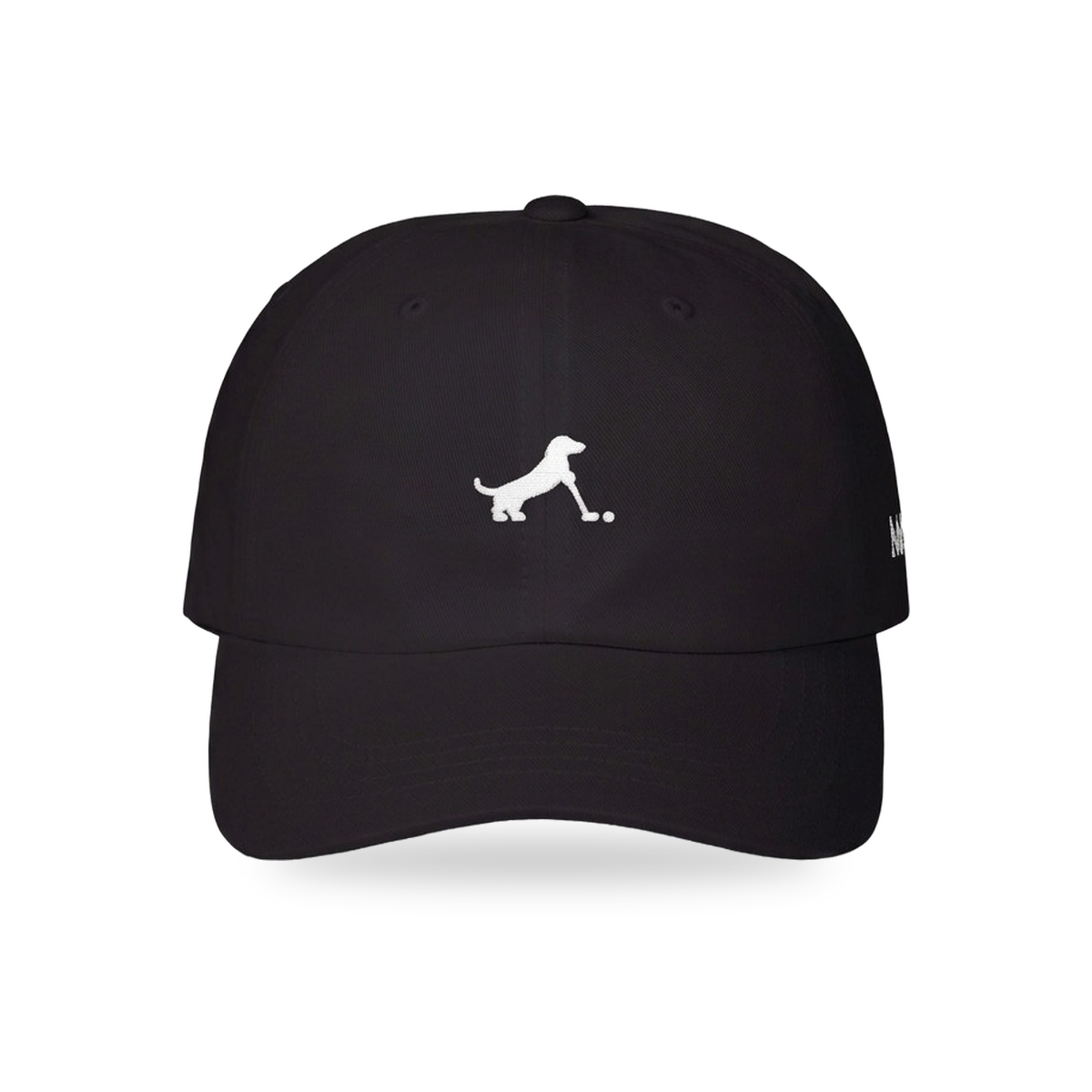 Putting Dachshund Golf Cap in Black White, front view, SitHappens