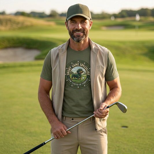 Dachshund Golf T-Shirt – Short Game Specialist Dog Tee | Unisex
