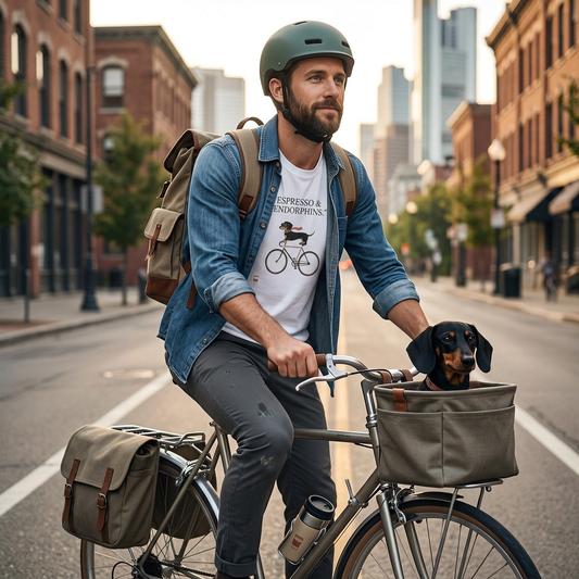 T-Shirt - Dachshund on Bicycle Coffee Shirt