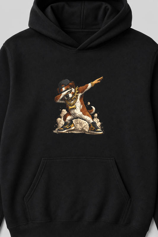 Dabbing dog graphic kids hoodie, children's pullover