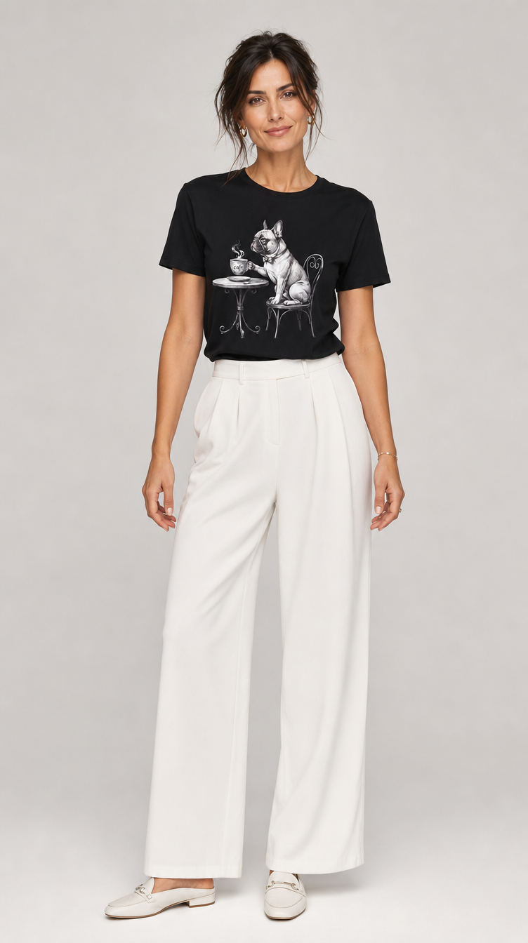 Französische Bulldogge T-Shirt Café
