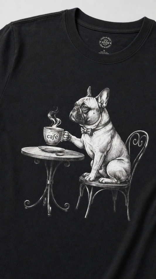 Französische Bulldogge T-Shirt Café