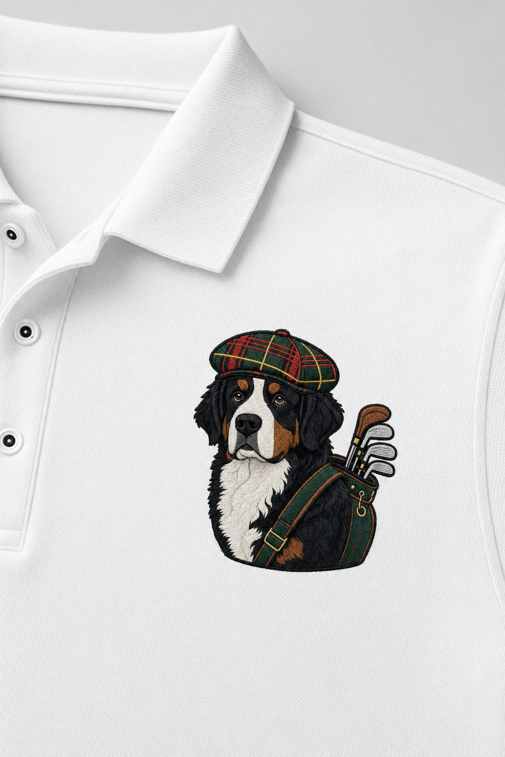 Bernese Golfer Tartan - Embroidered Polo Shirt
