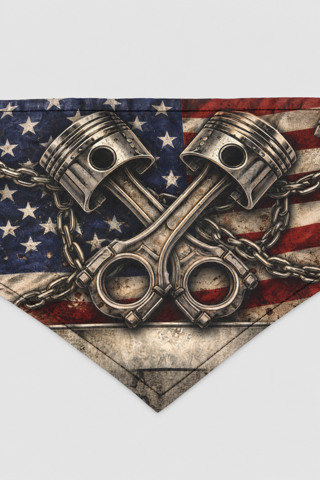 Dachshund wearing American piston flag dog bandana