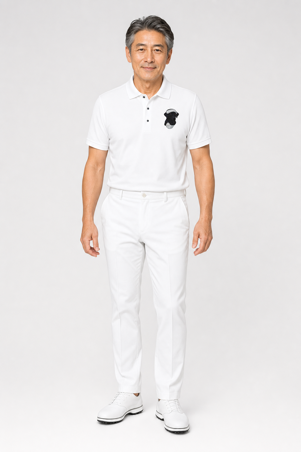 Schwarzer Labrador Golfball – Besticktes Polo-Shirt