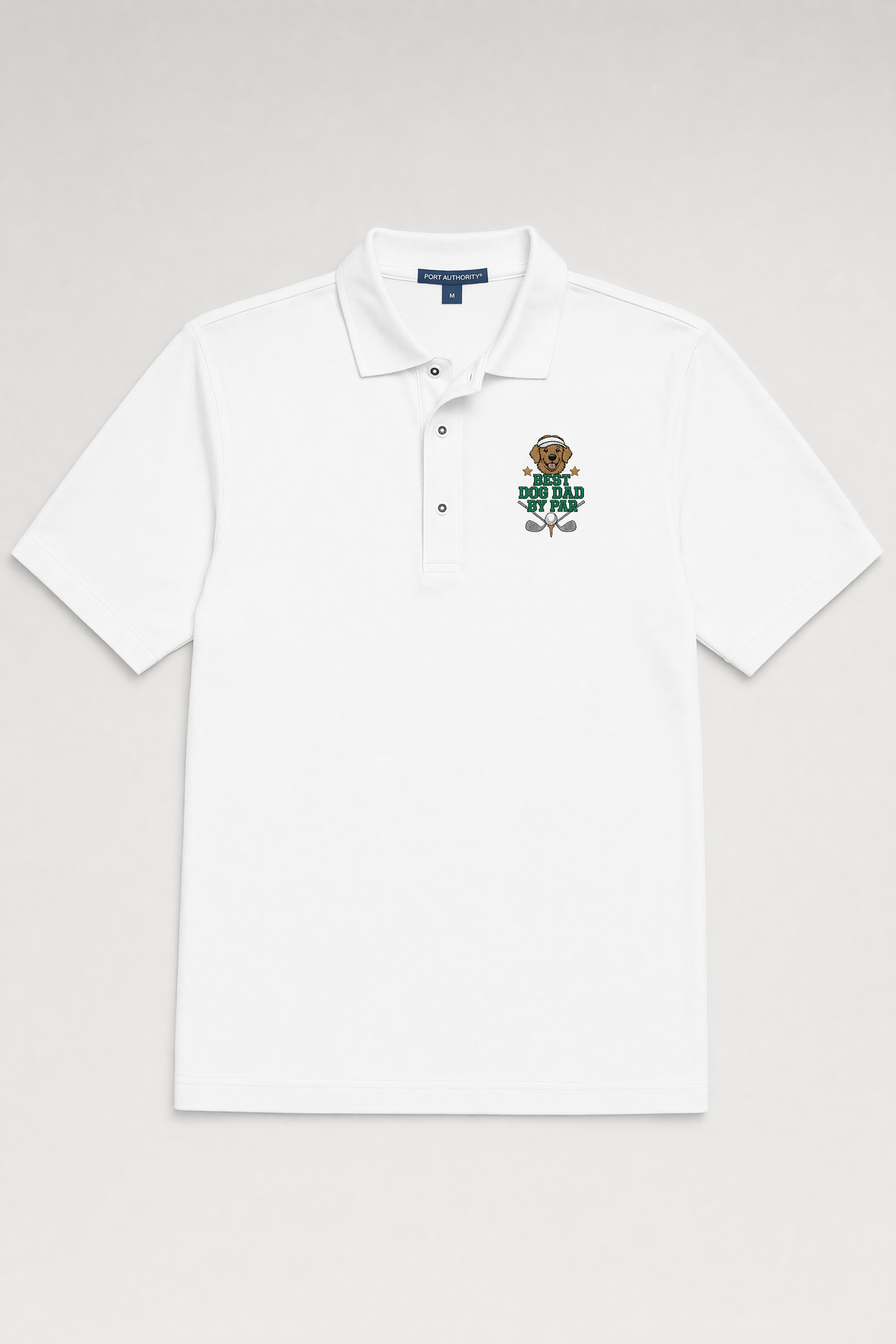 Golden Retriever Golf Polo, Embroidered Best Dog Dad By Par Shirt