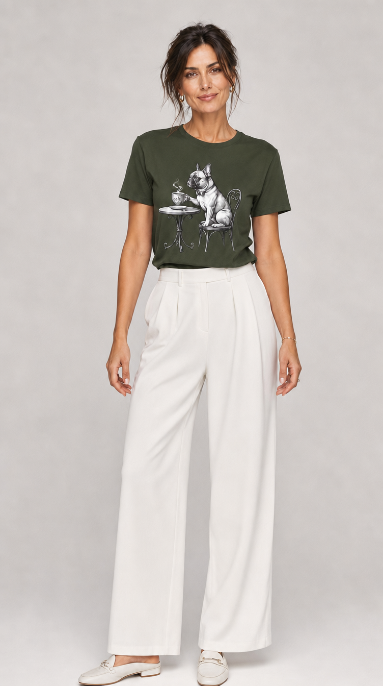 Französische Bulldogge T-Shirt Café