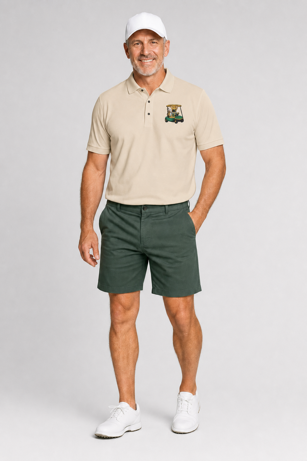 Frenchie Golf Cart Green - Embroidered Polo Shirt