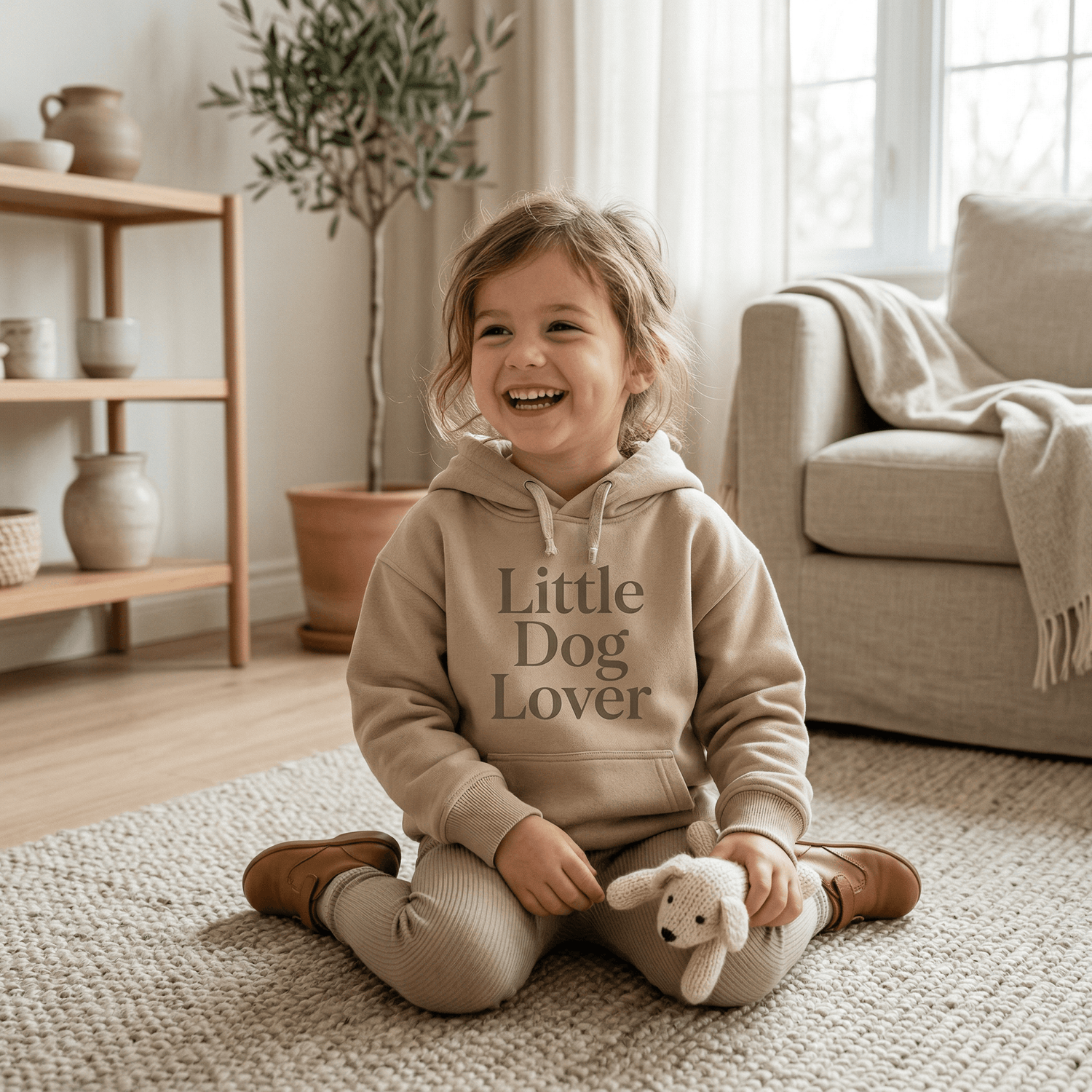 Child wearing dog hoodie, MVM SitHappens kids hoodies and sweatshirts