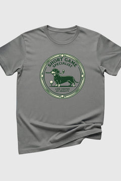Woman wearing black short game specialist dachshund golf tee