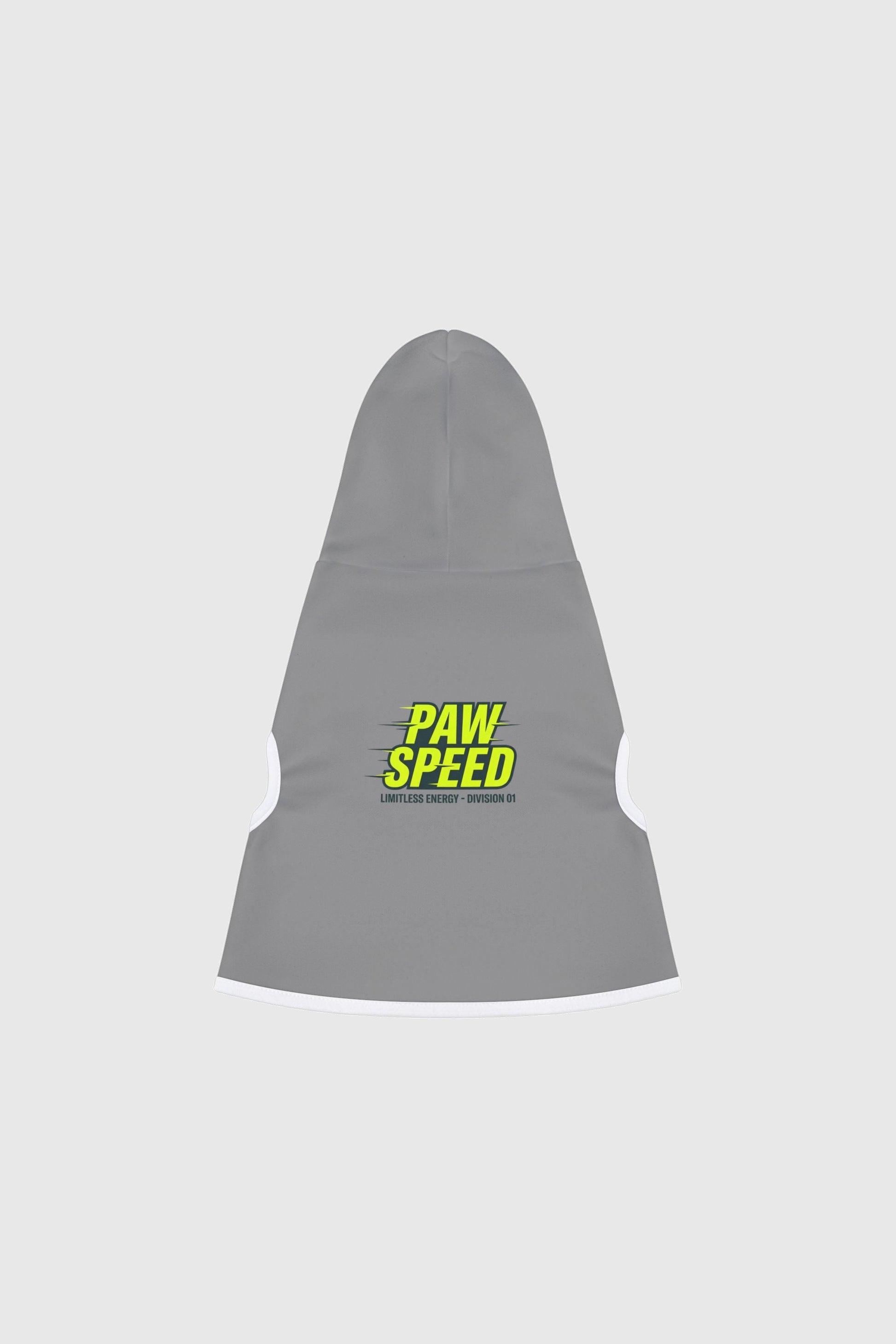 Dachshund in gray paw speed dog hoodie, side view