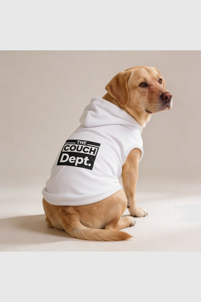 Dog hoodie with the couch dept print, pullover style