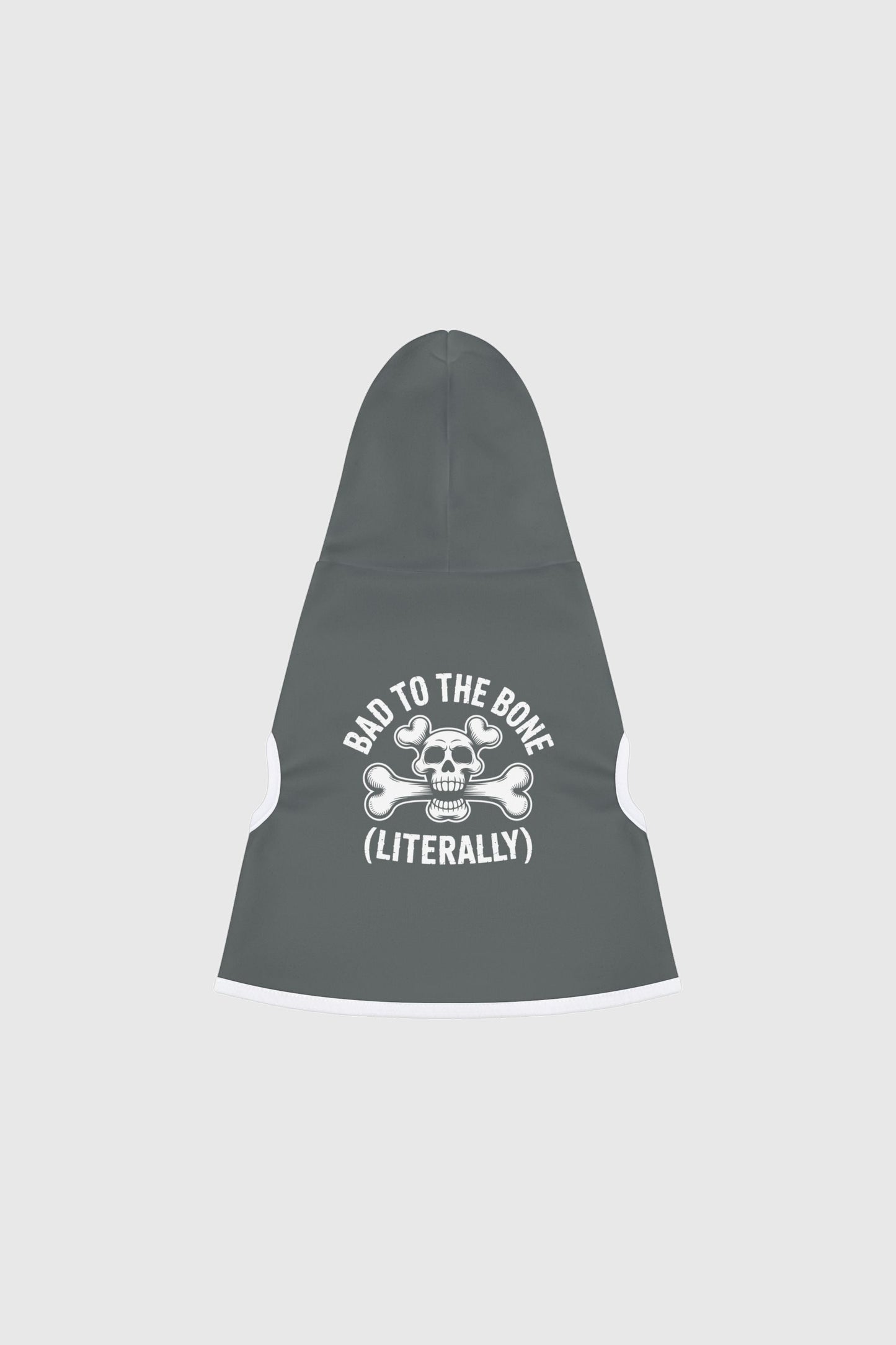 Dachshund wearing gray bad to the bone dog hoodie
