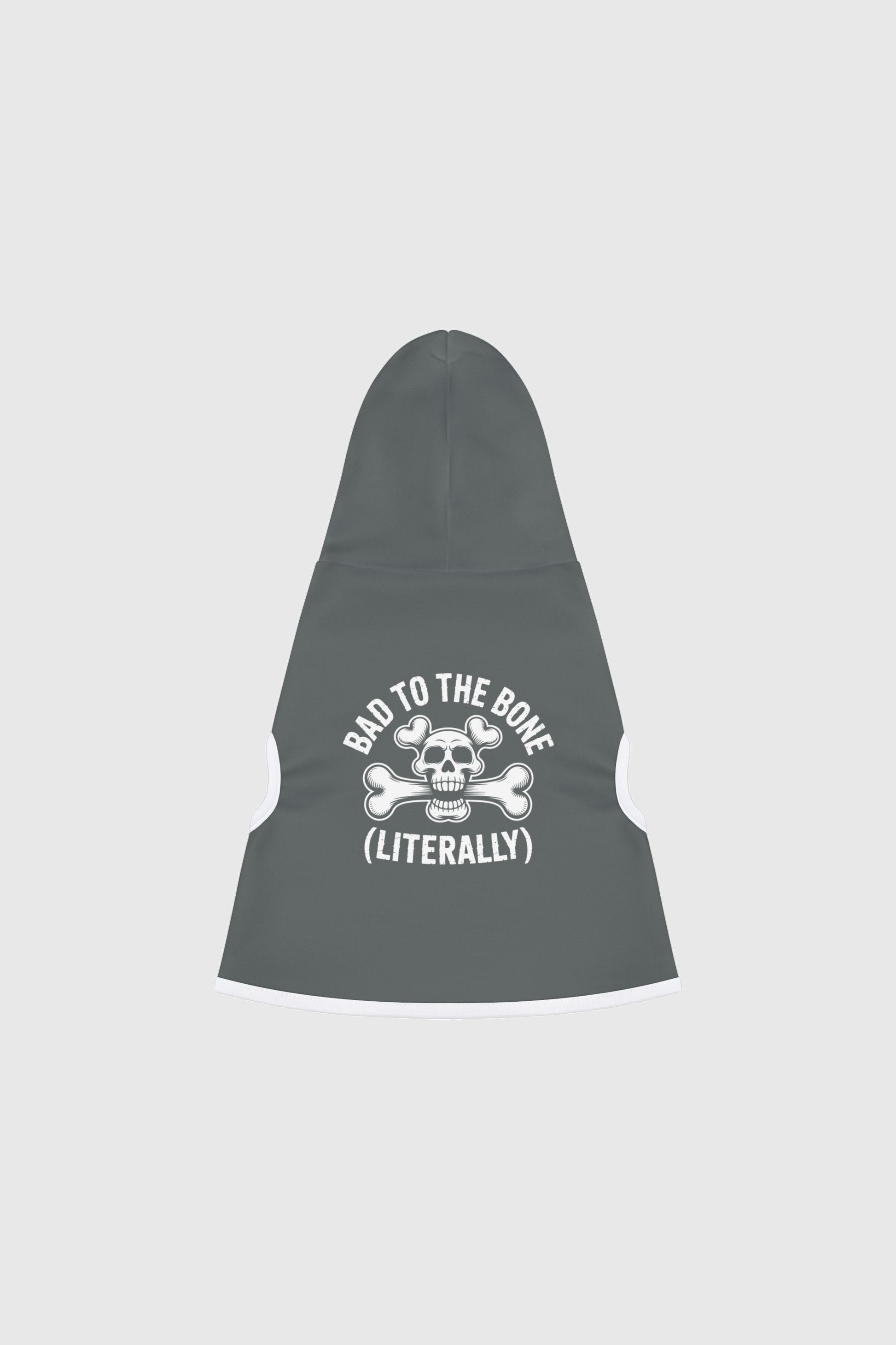 Dachshund wearing gray bad to the bone dog hoodie