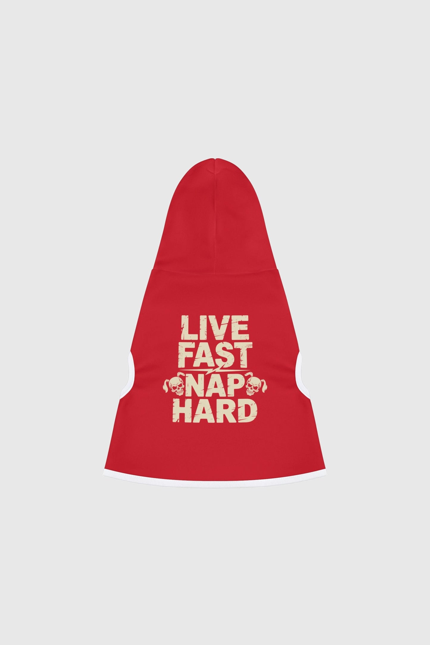 Dachshund wearing red live fast nap hard dog hoodie