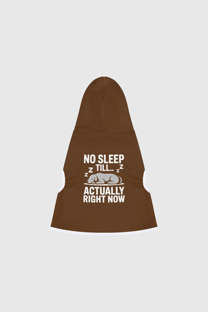 Dachshund wearing brown no sleep till dog hoodie