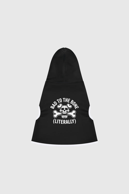 Dachshund wearing bad to the bone literally dog hoodie