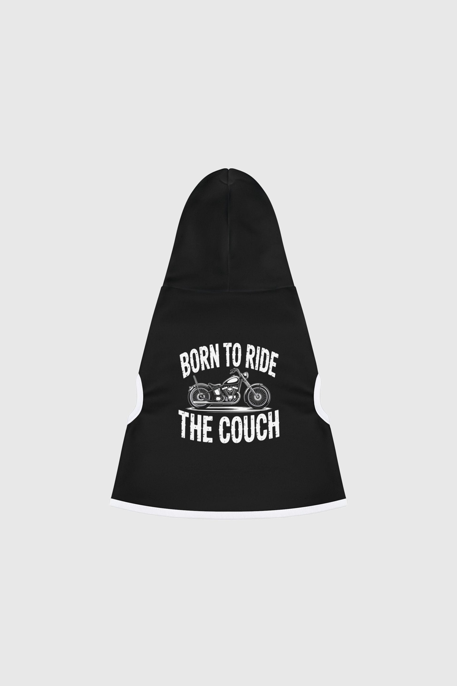 Basset hound in black born to ride the couch dog hoodie