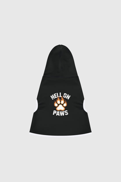 Dachshund wearing hell on paws dog hoodie