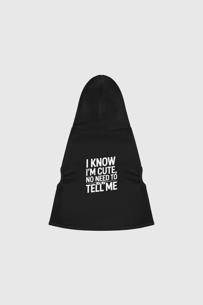 Pug in black i know i'm cute dog hoodie