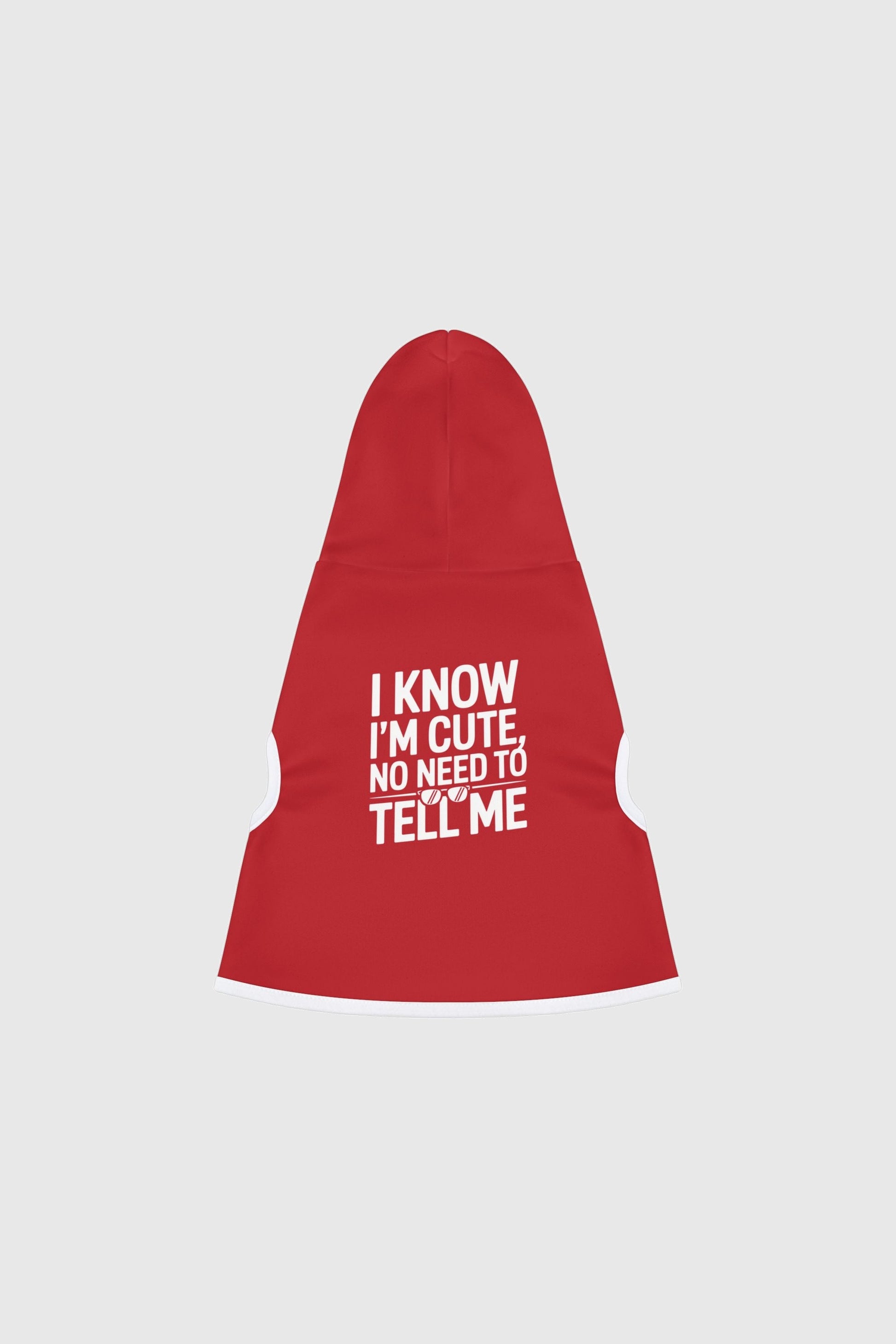 Dachshund wearing red i know i'm cute dog hoodie