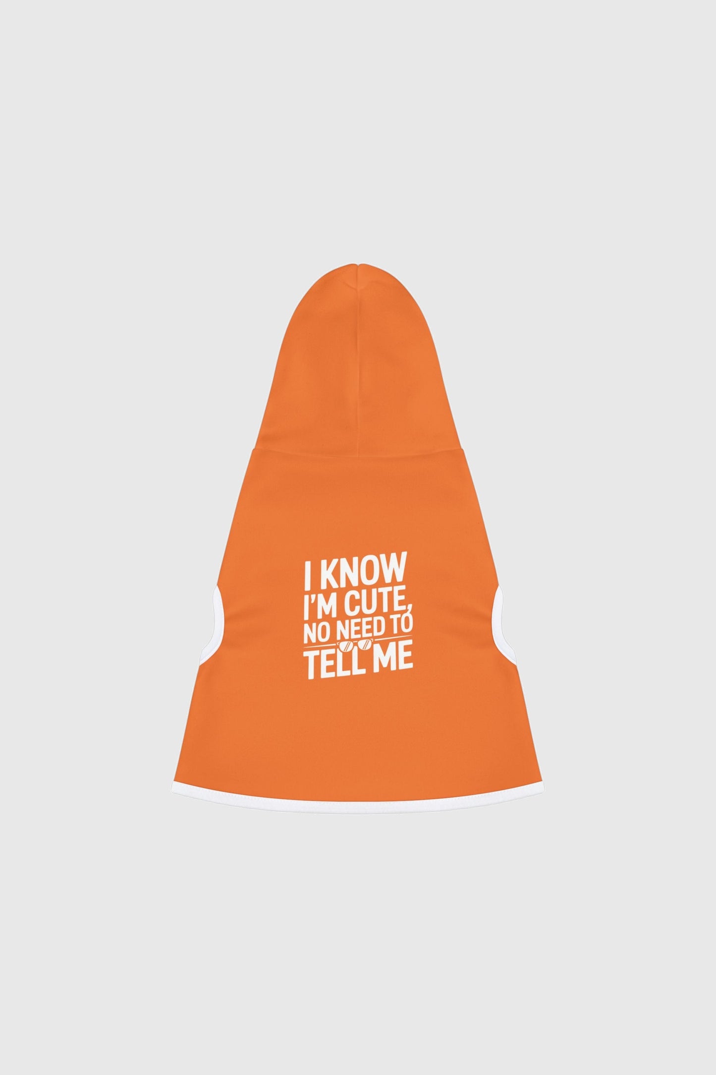 Dachshund wearing orange i know i'm cute dog hoodie