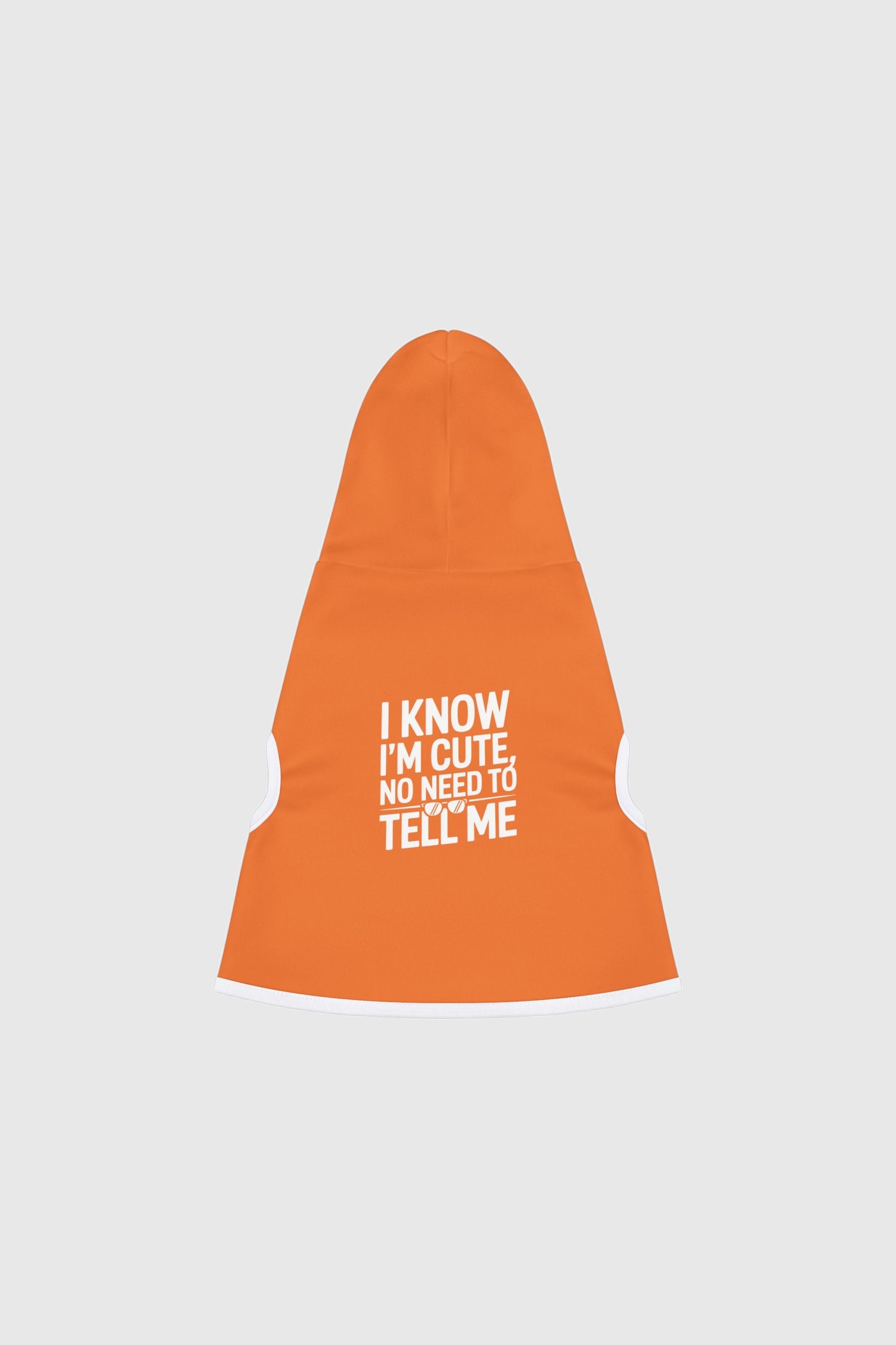 Dachshund wearing orange i know i'm cute dog hoodie