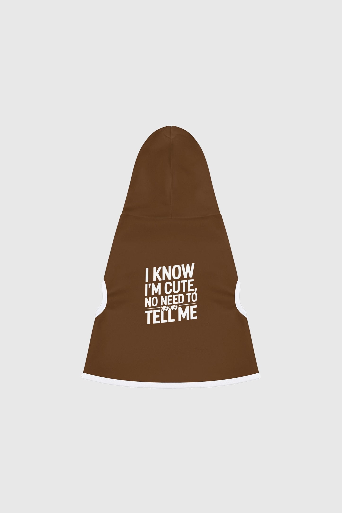 Dachshund wearing brown i know i'm cute dog hoodie