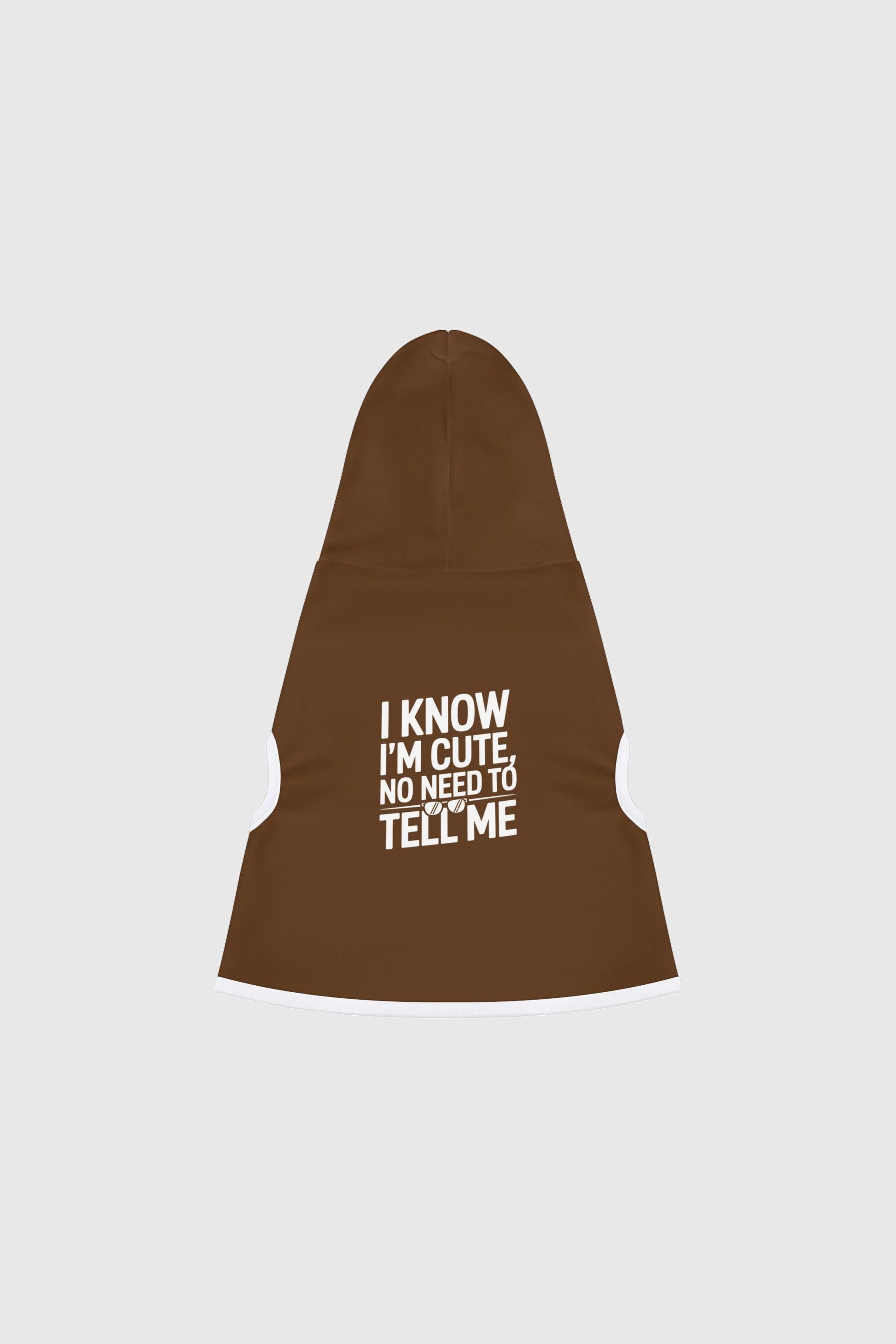 Dachshund wearing brown i know i'm cute dog hoodie