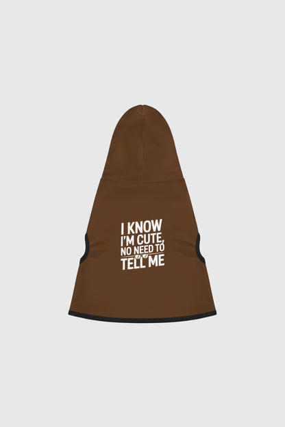 Pug in brown i know i'm cute dog hoodie