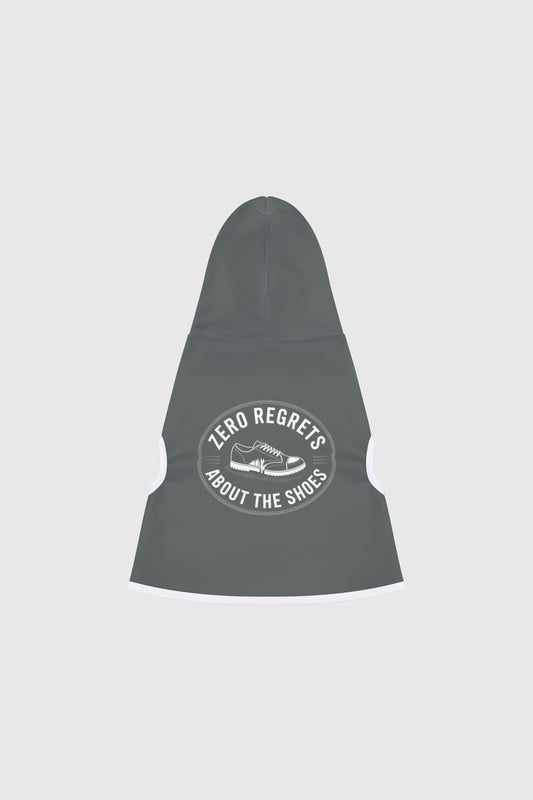 Dachshund wearing gray zero regrets about the shoes dog hoodie